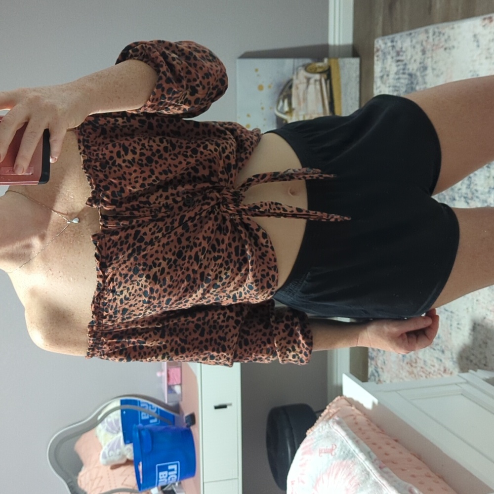 Leopard Print Off-Shoulder Crop Top
